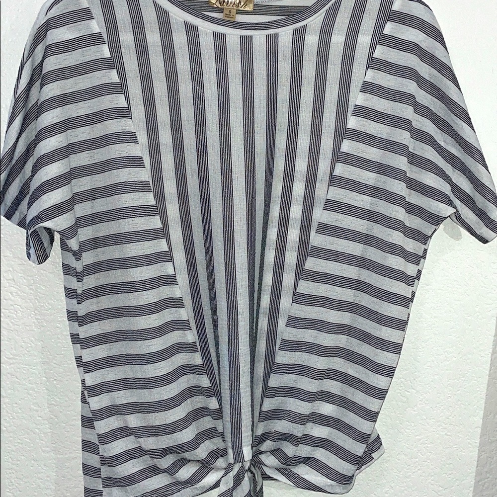 Black and White Striped Knot Tee